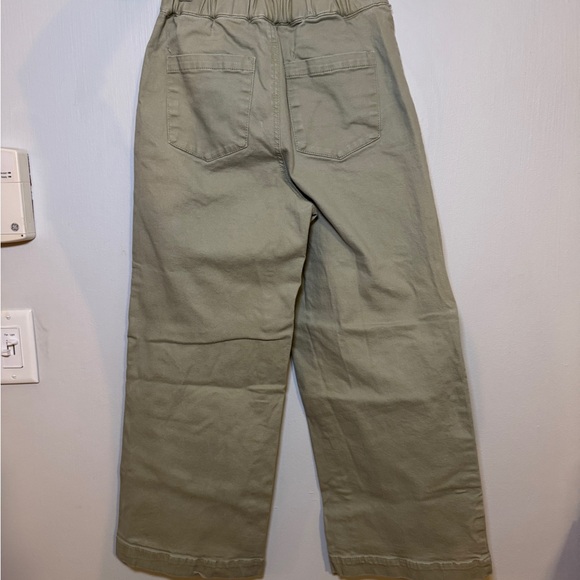 Oak + Fort CROPPED LENGTH 26" TWILL WIDE LEG PANT - Sage - S - Picture 6 of 6